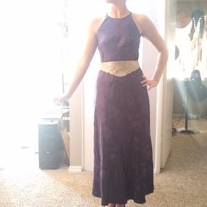 High neck silky purple 90s vintage gown 30s style